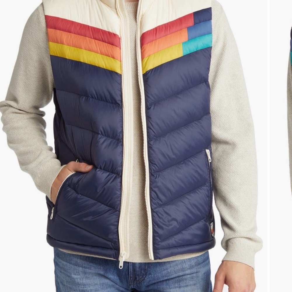 Marine Layer Archive Whistler Down Puffer Vest Multi Stripe Mens Size XL